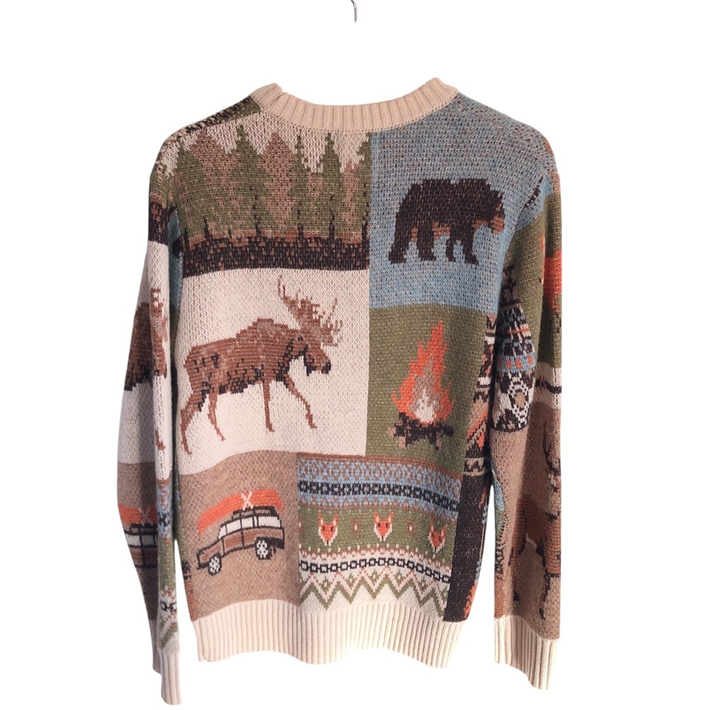 KIEL JAMES PATRICK NWT Cozy Cabin Into the Woods Sweater Unisex XS Fox Deer - Picture 8 of 12